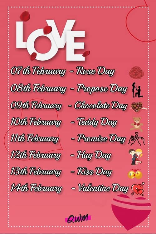 Featured image of post February Days List / Each day during this after that come propose day, chocolate day, teddy day, promise day, hug day and kiss day.