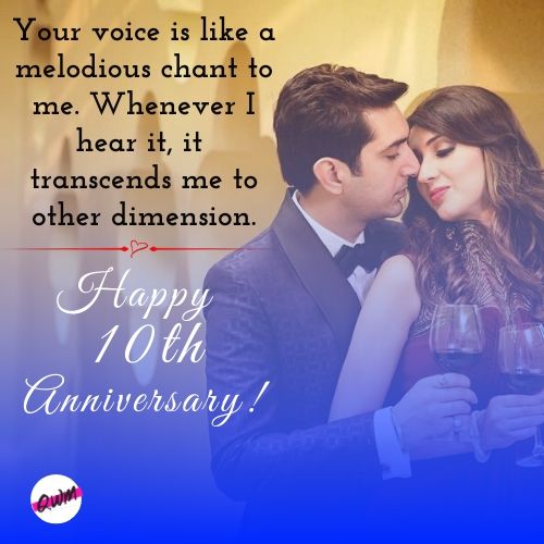 Tenth Wedding Anniversary Wishes for Wife