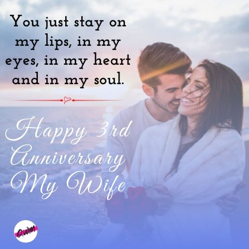Third Wedding Anniversary Wishes for Wife