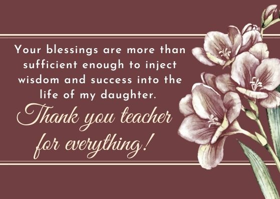 Thank You Teacher Messages From Parents