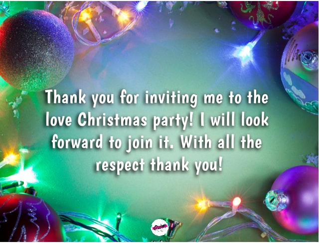 Christmas Thank You Messages for Inviting to Party