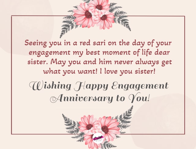Engagement Anniversary Wishes for Sister