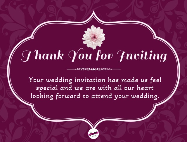 Thank You for Wedding Invitation Messages