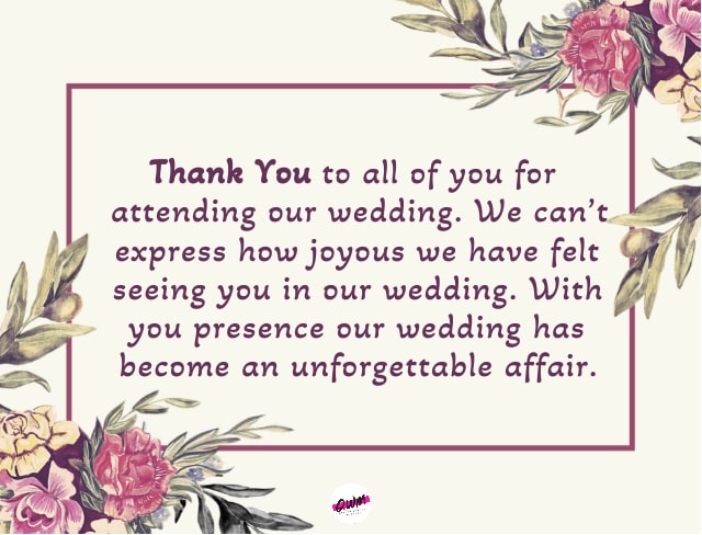 Wedding Thank You Messages from Bride and Groom