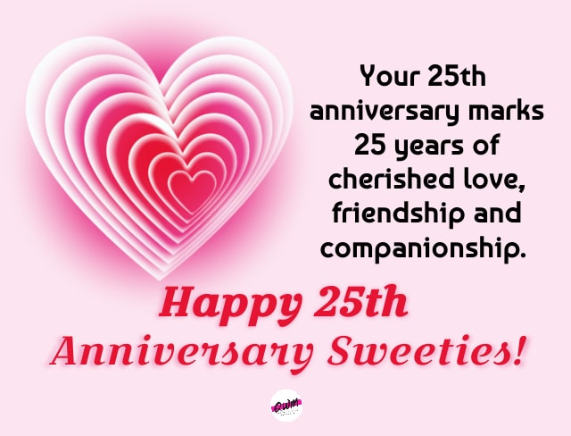 25th Wedding Anniversary Messages for Couple