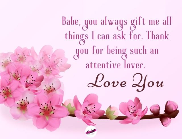 Thank You Message for Gift to Lover