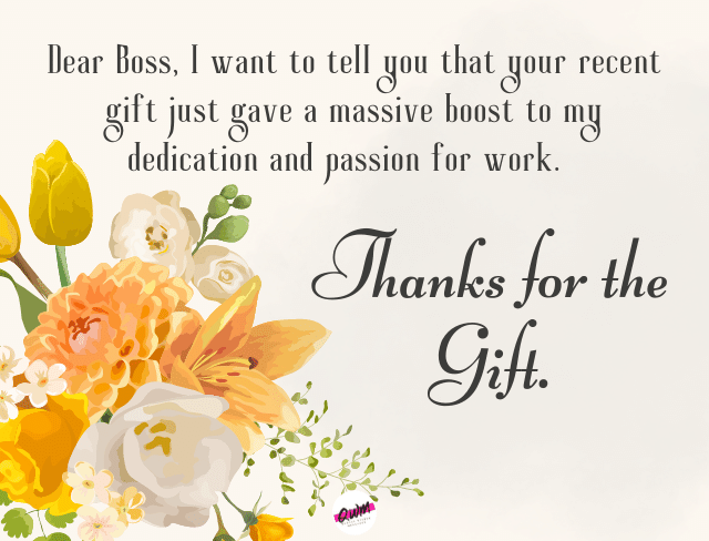 Thank you Notes to Boss for Gift