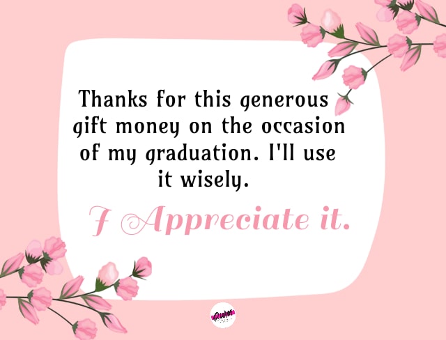 Graduation Thank you message for money